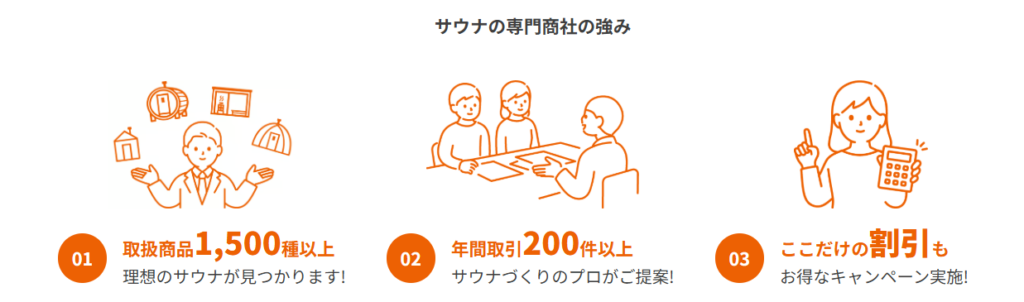 サウナの専門商社の強み