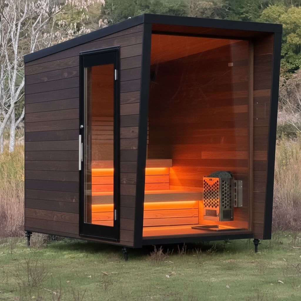 MORI SAUNA　屋外用サウナ　外装を木目調に変更