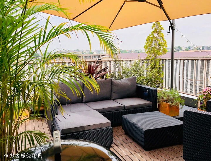 4点セット 3人掛けガーデンソファー・シングルソファ・フットスツール（オットマン）・テーブル ケター（KETER） サルタ